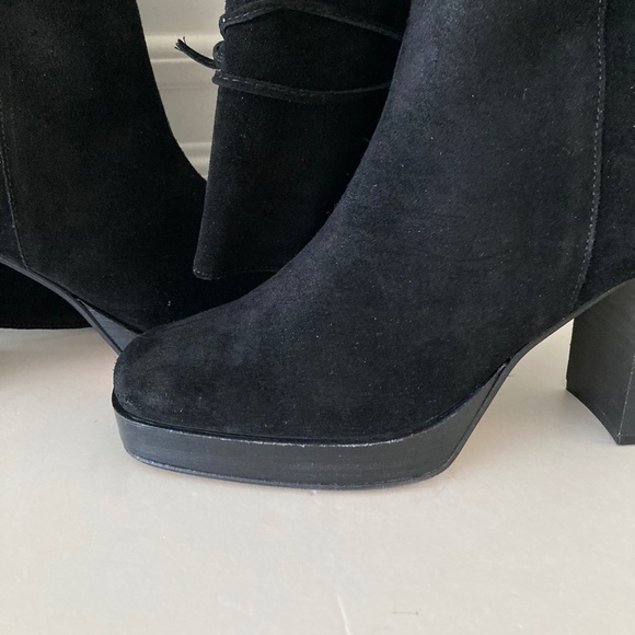 NWOT Free People Echo Platform Over The Knee Black Suede Boots - Picture 3 of 9